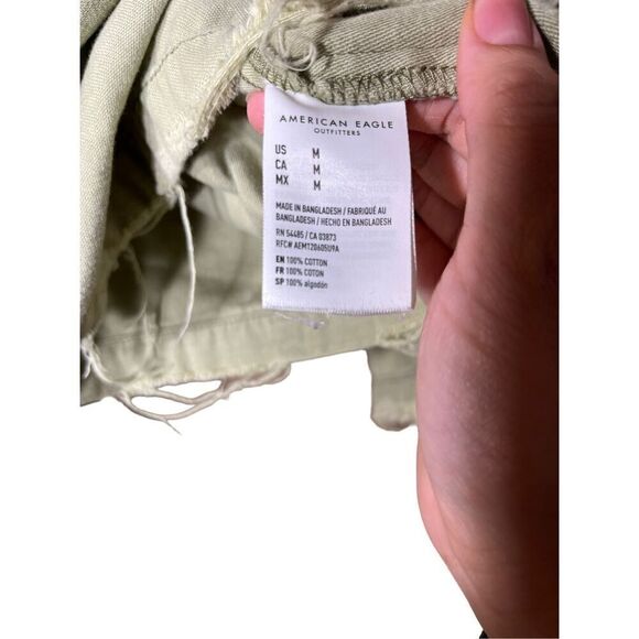 American Eagle Olive Green Cotton Military Cropped Jacket Shacket Size Medium‎ - Picture 9 of 9